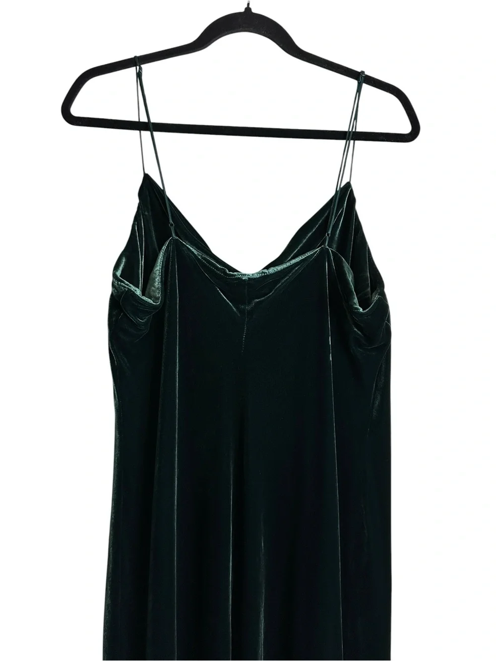 BANANA REPUBLIC Rita Velvet Maxi Dress XL Green Silk Blend Cowl Neck Bias Cut - Picture 7 of 15